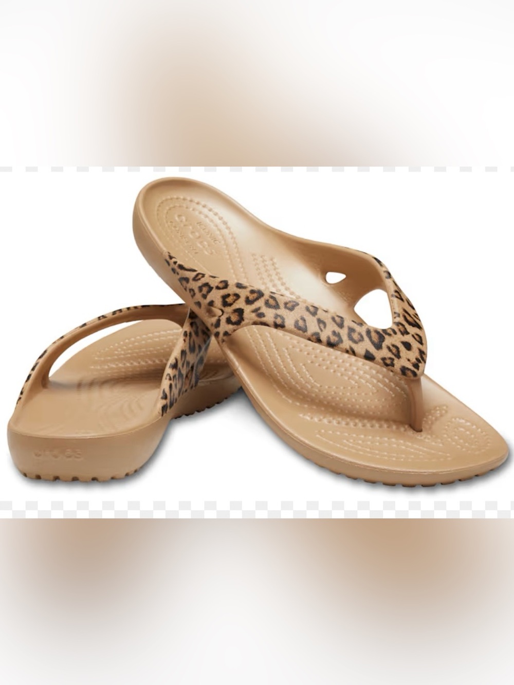 Crocs Iconic Comfort Leopard Print Flip Flops Women’s Size 7